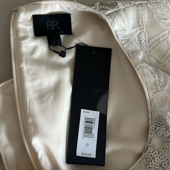 Banana Republic Ivory Sequin Floral Shift Dress Size 0 NWT Elegant Occasion - Picture 6 of 10